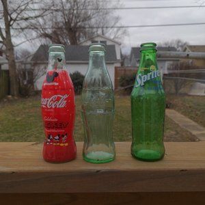 Early 00s coke bottles, set of 3, 8 oz/237 ml